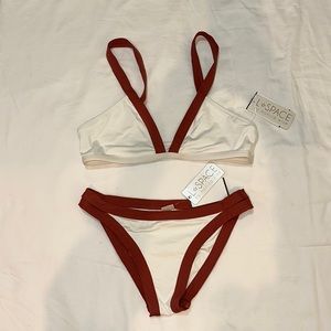 L*Space Charlie Banded Tab Side Hipster bikini Bottom (white sz small)